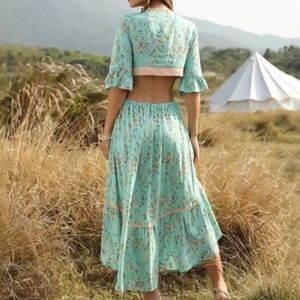 Boho Mint Mix Printed Midi Dress main image 1